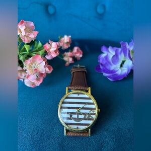 ✨NEW Sailor Brown Leather Strap Watch with Gold Case